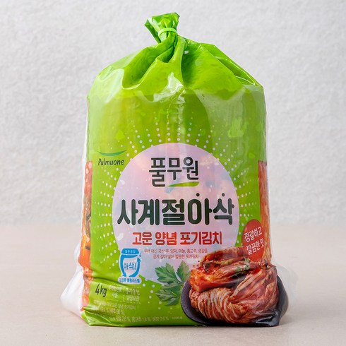 풀무원 사계절 아삭 고운 양념 포기김치, 4kg, 1개