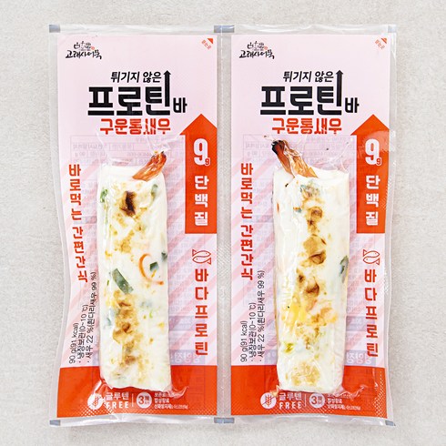 고래사어묵 프로틴바 구운통새우, 90g, 2개