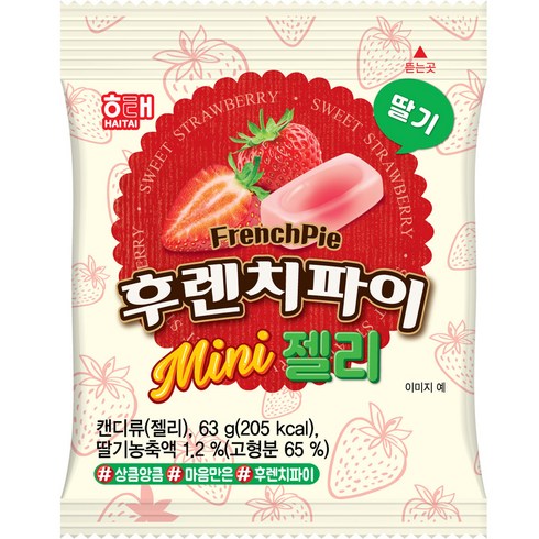 해태제과 후렌치파이 미니 젤리 딸기, 1개, 63g