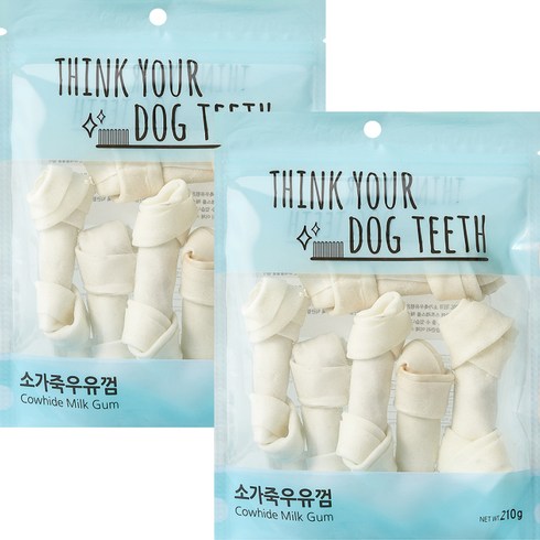 2023년 가성비 최고 개껌 - 강아지 Think your dog teeth 소가죽우유껌 중형 210g 6p, 소가죽, 2개