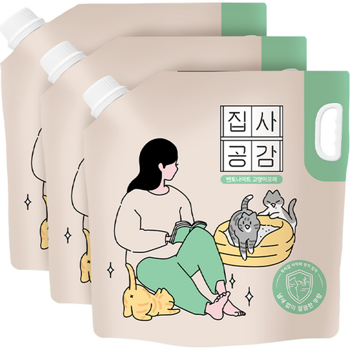 집사공감 고양이 벤토나이트 사막화방지 모래, 6.35kg, 3개, 무향