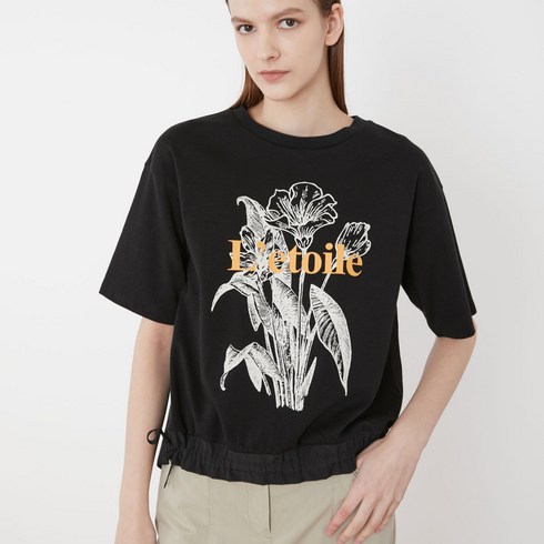 올리비아로렌 여성용 원포인트 우븐패치 티셔츠 VVCAS3M4391