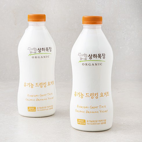 상하목장 유기가공식품 인증 드링킹 요거트, 750ml, 2개