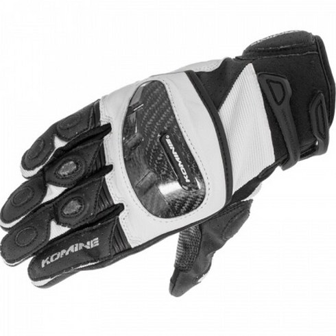 가죽장갑 - KOMINE GK 1933 PROTECT LEATHER M GLOVES GUREN 양손 세트, WHITE + BLACK