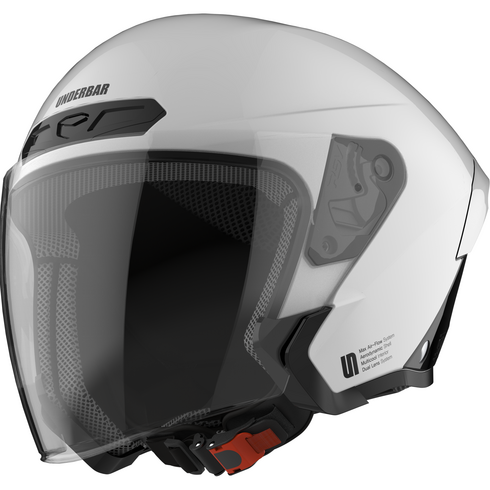 UNDERBAR 오토바이 오픈페이스 헬멧 U-03, 화이트 + 블랙