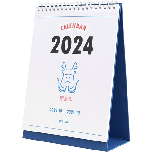 인디고 2024 루나 옛날 탁상 달력, 화이트, 1개