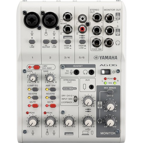 2024년 가성비 최고 야마하R6 - 야마하 라이브 스트리밍 믹서형 오디오인터페이스 화이트, AG06 MK2(WHITE)