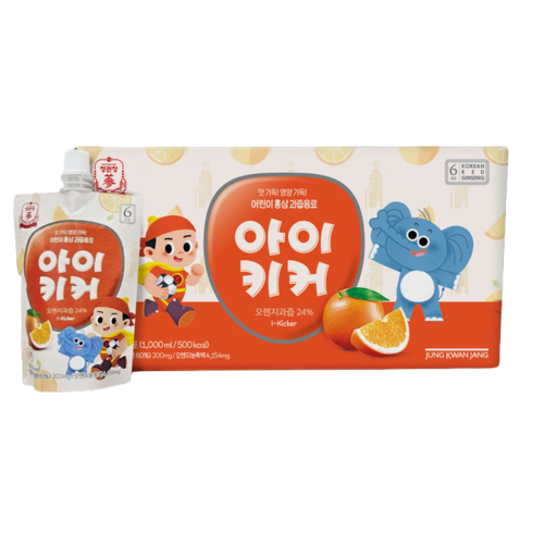 정관장 아이키커 어린이 홍삼 과즙음료 오렌지맛, 10입, 100ml, 10개