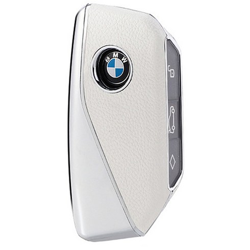 크로니클 BMW 완신형 메탈 가죽 스마트키 케이스 키홀더 5 / 7 / i5 / i7 / xm 호환, 화이트
