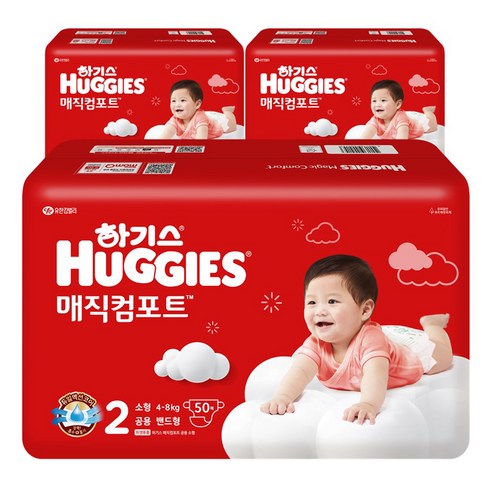 하기스 NEW 매직컴포트 밴드형 기저귀 남여공용 소형 4~8kg, 2단계, 150매