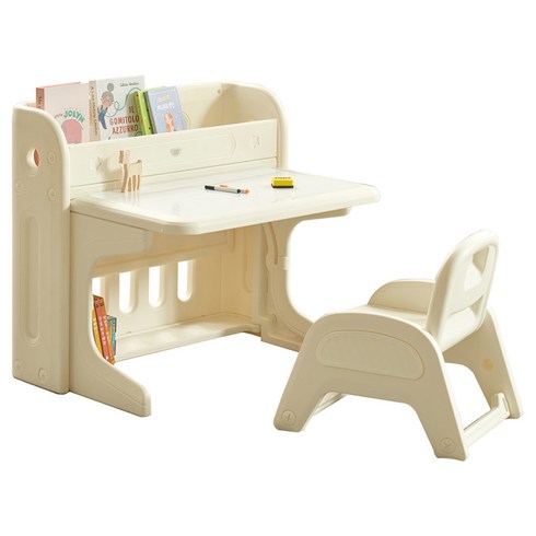 베네베네 유아용 리틀 스타 폴딩 보드 책상 + 의자 세트, 아이보리