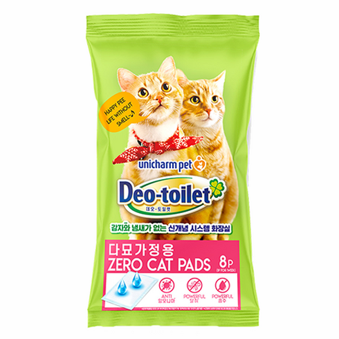 유니참 데오토일렛 감자 & 냄새 Zero 고양이 패드 다묘용 8p, 혼합색상, 1개