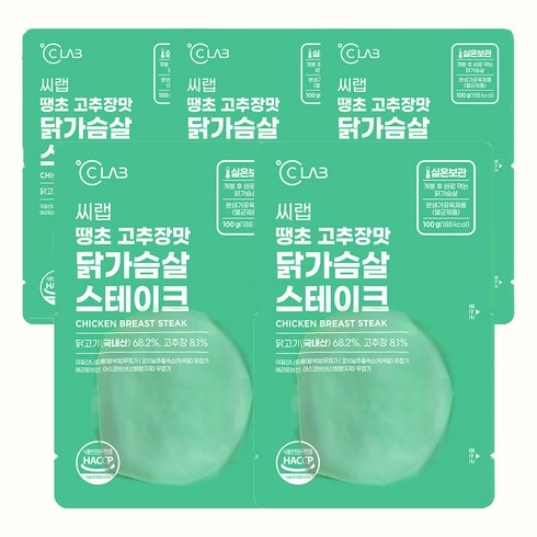 씨랩닭가슴살 - 씨랩 땡초 고추장 닭가슴살 스테이크, 100g, 5개