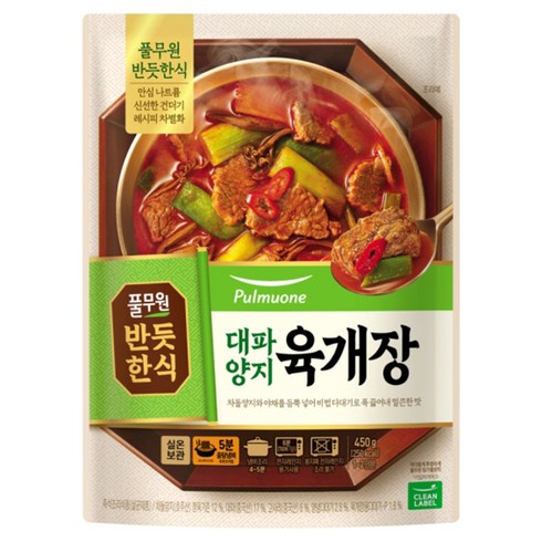 미당 대파 듬뿍 육개장  450g x 8팩 - 풀무원 반듯한식 대파 양지 육개장, 450g, 1개