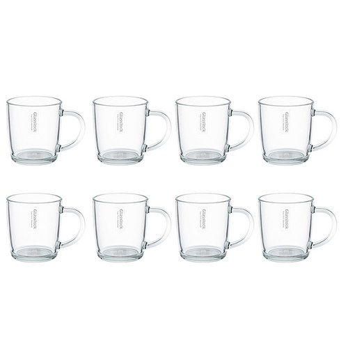 글라스락 내열강화 클래식 머그 360ml, 투명, 8개