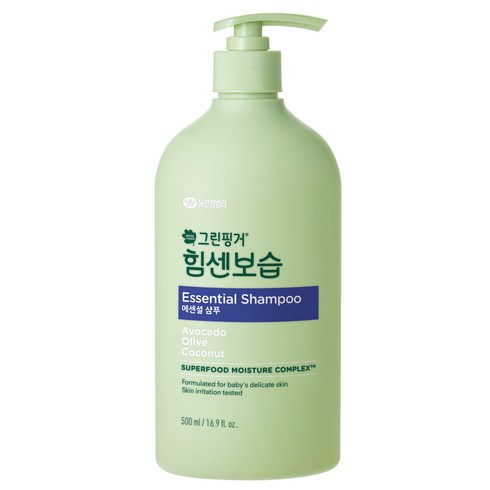 그린핑거샴푸 - 그린핑거 유아용 힘센보습 에센셜 샴푸 마일드오렌지 그린티향, 500ml, 1개