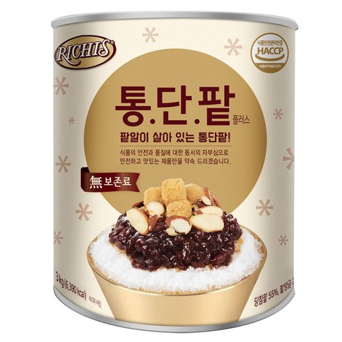 빙수팥 - 리치스 통단팥 플러스, 3kg, 1개