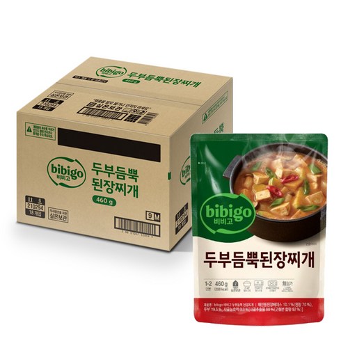 비비고 두부듬뿍된장찌개, 460g, 18개