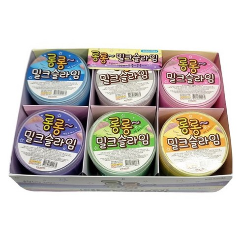 페페롱슬라임 - 2000 롱롱 밀크 슬라임 6종 x 2p 세트, 보라, 흰색, 분홍, 파랑, 연두, 노랑, 12개