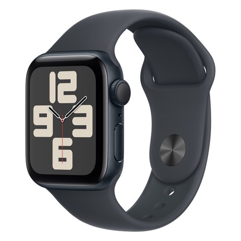 8se - Apple 정품 2024 애플워치 SE 2세대 알루미늄 케이스, 40mm, GPS, 미드나이트 / 미드나이트 스포츠 밴드, S/M