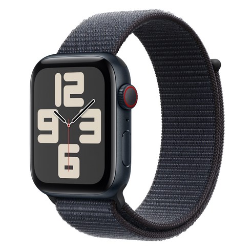 Apple 정품 2024 애플워치 SE 2세대 알루미늄 케이스, 44mm, Cellular, 미드나이트 / 잉크 스포츠 루프, Loop