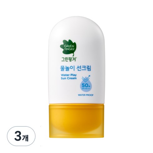 그린핑거 물놀이 선크림 워터프루프 SPF50+ PA++++, 3개, 50ml