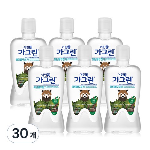 가그린 어린이용 구강청결제 사과향 캐릭터 랜덤발송, 380ml, 30개입