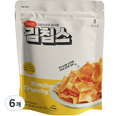 더다믐 김치부각 김칩스, 40g, 6개