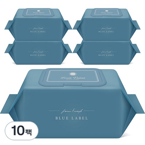 루이비앙 블루 86gsm 저자극 엠보싱 아기물티슈 캡형, 70매, 10팩