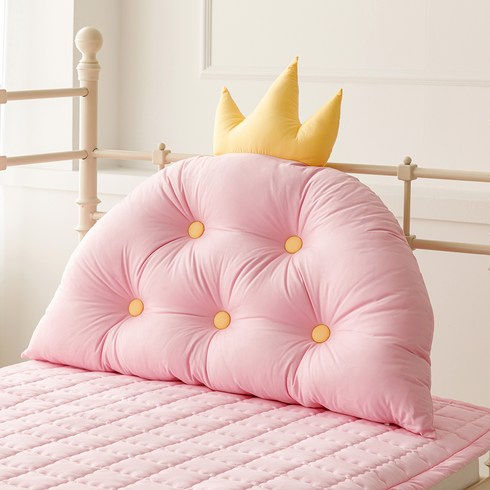 아기침대헤드쿠션 - 까나베나 대형 왕관 헤드쿠션 + 솜, 핑크