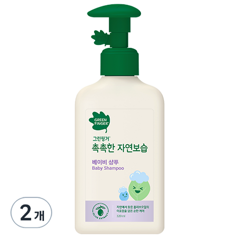 그린핑거 촉촉한 자연보습 베이비 샴푸, 320ml, 2개