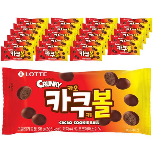 롯데제과 크런키 카카오쿠키볼, 58g, 24개