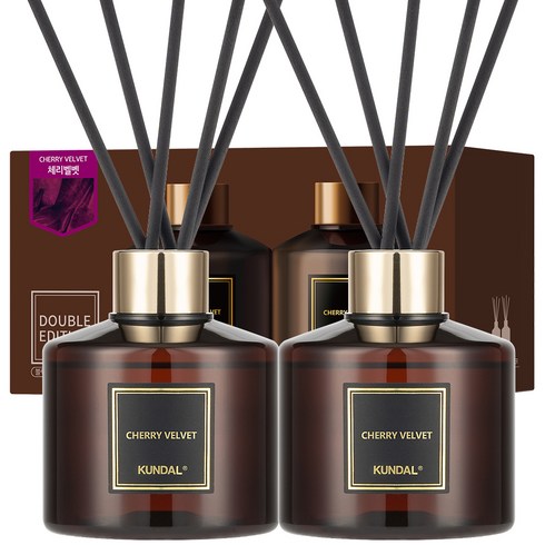 쿤달 퍼퓸 디퓨저 2개 + 섬유스틱 10개, 체리벨벳, 200ml, 1세트
