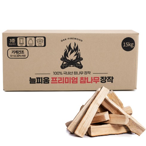 2023년 가성비 최고 장작 - 늘피움 프리미엄 참나무 장작 CE544, 1개, 15kg