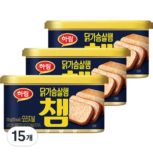 닭가슴살스팸 - 하림 닭가슴살 햄 챔 오리지널, 200g, 15개