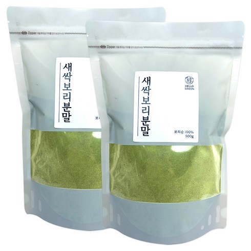 헬로우그린 새싹보리 분말 팩 500g, 2개