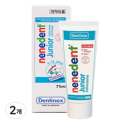 엘멕스주니어치약 - 네네덴트 주니어 엘리트 치약, 75ml, 2개