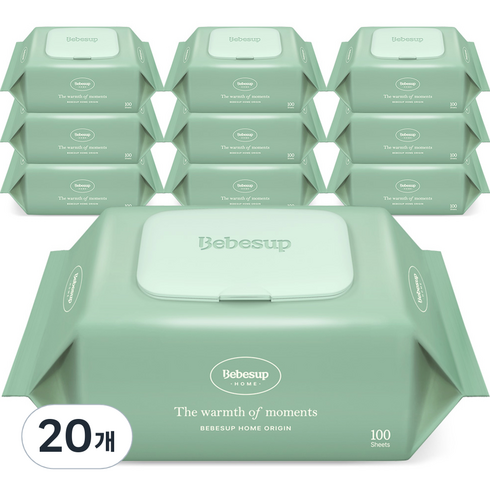 베베숲 유아용 오리진 물티슈 캡형, 20개, 100매