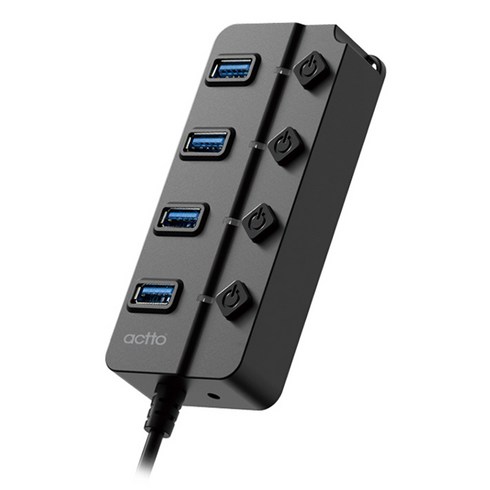엑토 버튼 USB 3.2 Gen 1 개별전원 4포트 멀티 허브 HUB-53, 혼합색상