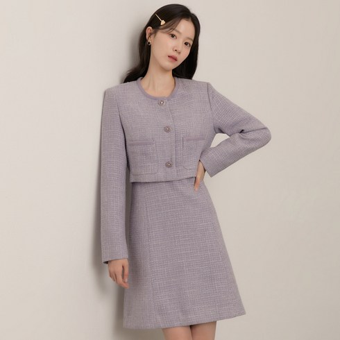 2023년 가성비 최고 트위드원피스 - 로엠 러플 트위드 2in1 원피스