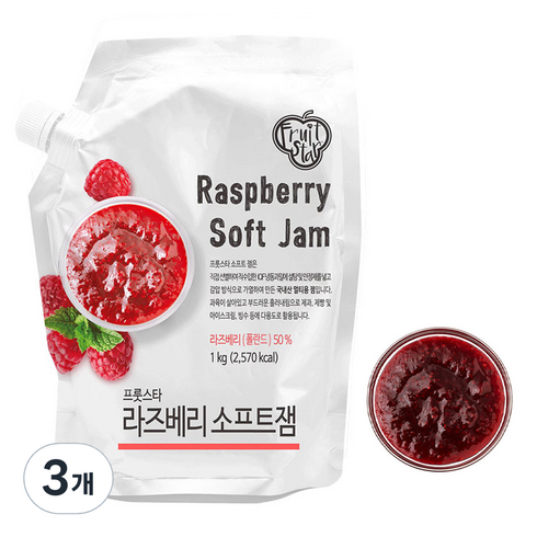 라즈베리리플잼 - 자미원 라즈베리 소프트 잼, 1kg, 3개