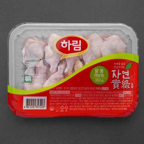 하림 자연실록 무항생제 인증 닭봉 윗날개 (냉장), 350g, 1개