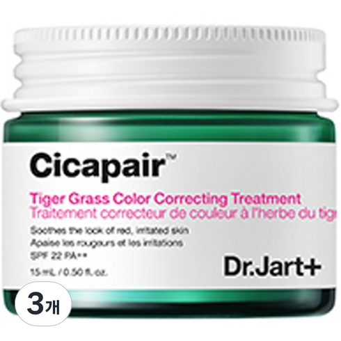 닥터자르트 시카페어 타이거 그래스 컬러 코렉팅 트리트먼트 SPF22 PA++ 15ml CCT, 혼합색상, 3개
