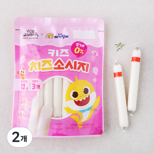 아기소세지 - 고래사어묵 핑크퐁아기상어 키즈 치즈 소시지 12개입, 192g, 2개