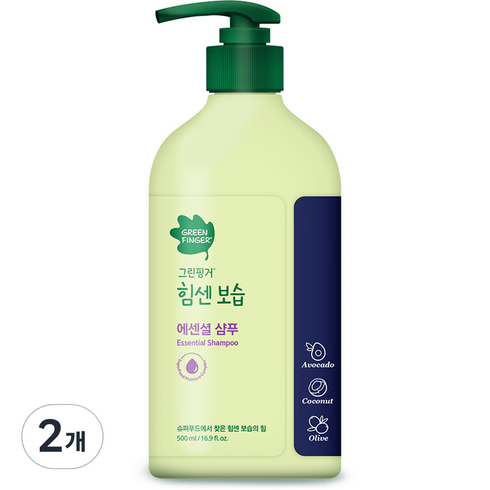 그린핑거 힘센보습 에센셜 유아 샴푸, 2개, 500ml