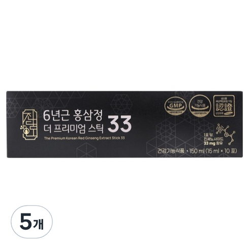 진담인 6년근 홍삼정 더 프리미엄스틱33 10p, 150ml, 5개