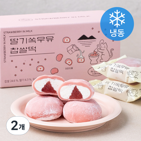 딸기모찌 - 쿠캣 딸기쏙우유 찹쌀떡 9개입 (냉동), 540g, 2개