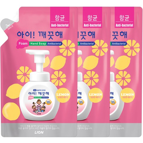 아이깨끗해 핸드워시 레몬향 리필, 450ml, 3개