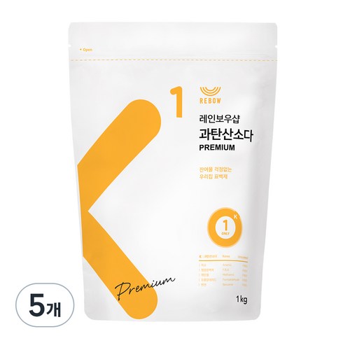 레인보우샵 과탄산소다 산소계표백제 프리미엄, 1kg, 5개