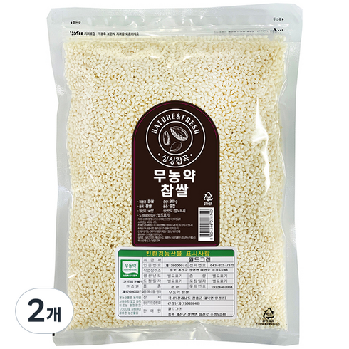 싱싱잡곡 무농약 찹쌀, 800g, 2개